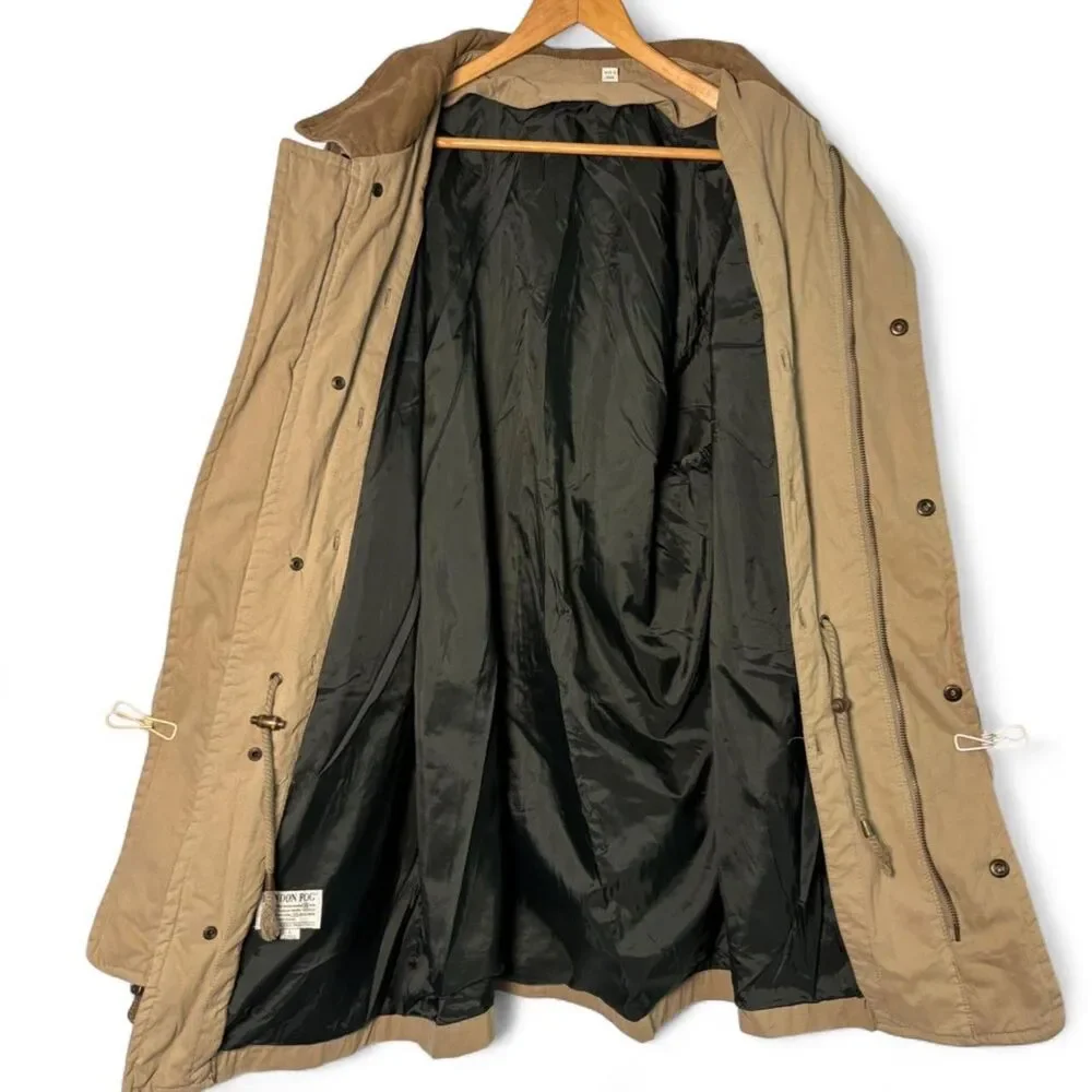 90s Vintage London Fog Classic Khaki Field Coat, Removable Liner Men's sz L Tall